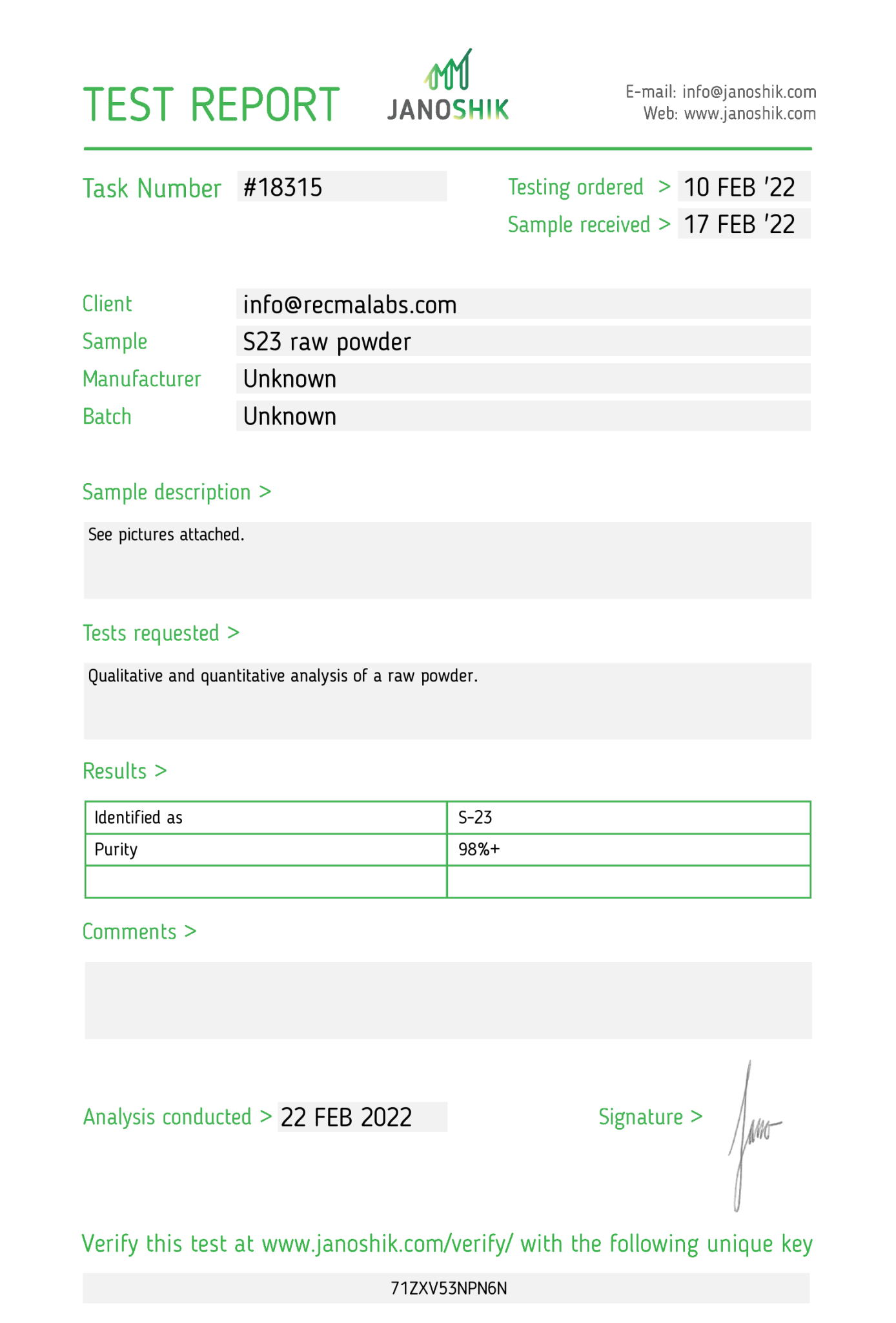 S23 – Solution, 600MG (20mg/mL) - Recma Labs