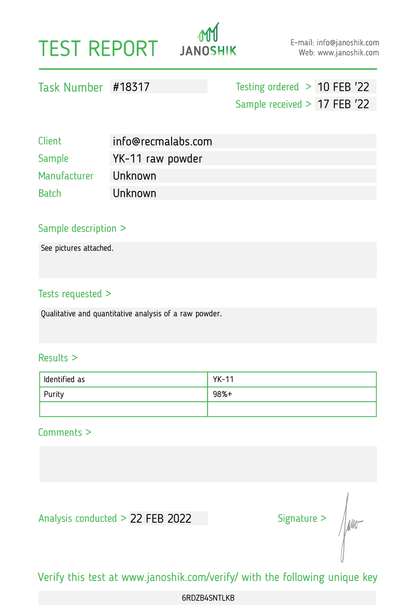 YK-11 Powder, 1gr - Recma Labs